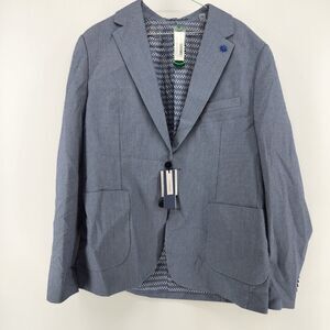 Henri James Men's Large Blue Notch Collar Lined Woven Jacket NWT